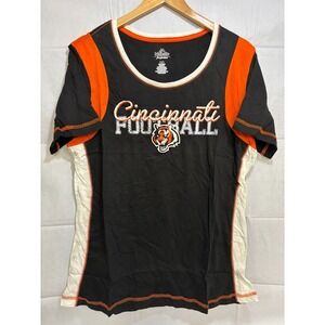 Cincinnati Bengals Football Majestic Womens T-Shirt Black NFL Team Apparel L NWT